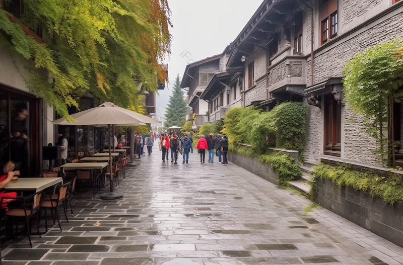 成都宽的小巷街道行人道路两侧的绿植藤蔓旅游城镇风景,高清,摄影图,摄影图片,图片大全,摄影图免费下载